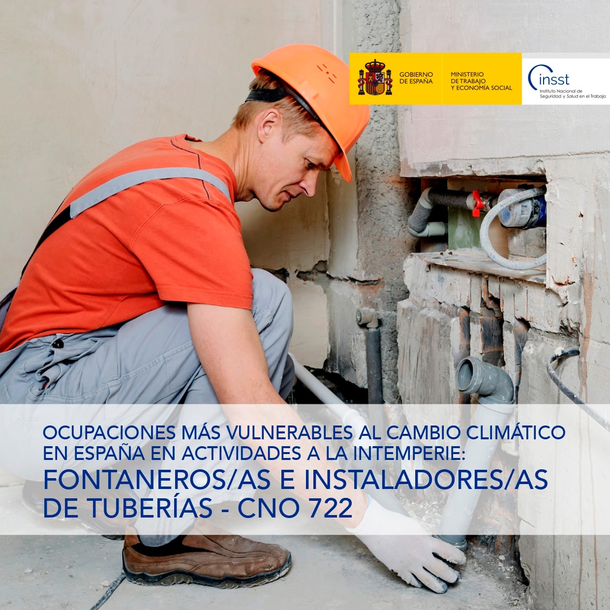 Ocupaciones más vulnerables al cambio climático en España en actividades a la intemperie: Fontaneros/as e instaladores/as de tuberías - CNO 722 - Año 2025