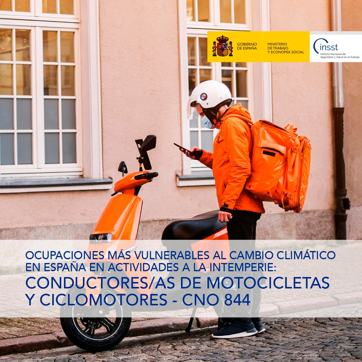 Ocupaciones más vulnerables al cambio climático en España en actividades a la intemperie: Conductores/as de motocicletas y ciclomotores - CNO 844 - Año 2025