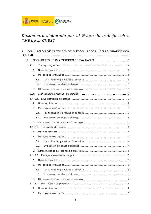 Métodos de evaluación de factores de riesgo laboral relacionados con los TME