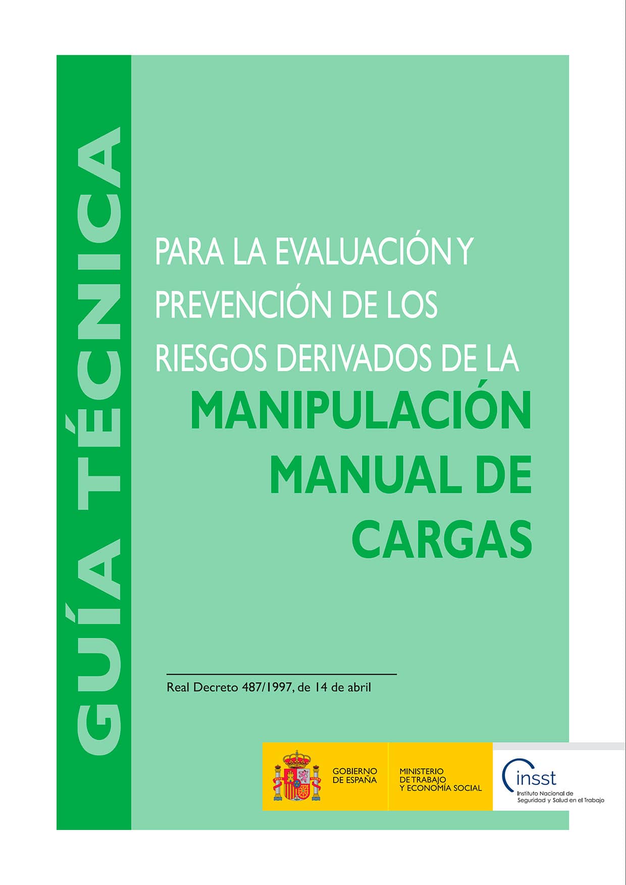 Portada de la guía técnica para la evaluación y prevención de los riesgos relativos a la manipulación manual de cargas.
