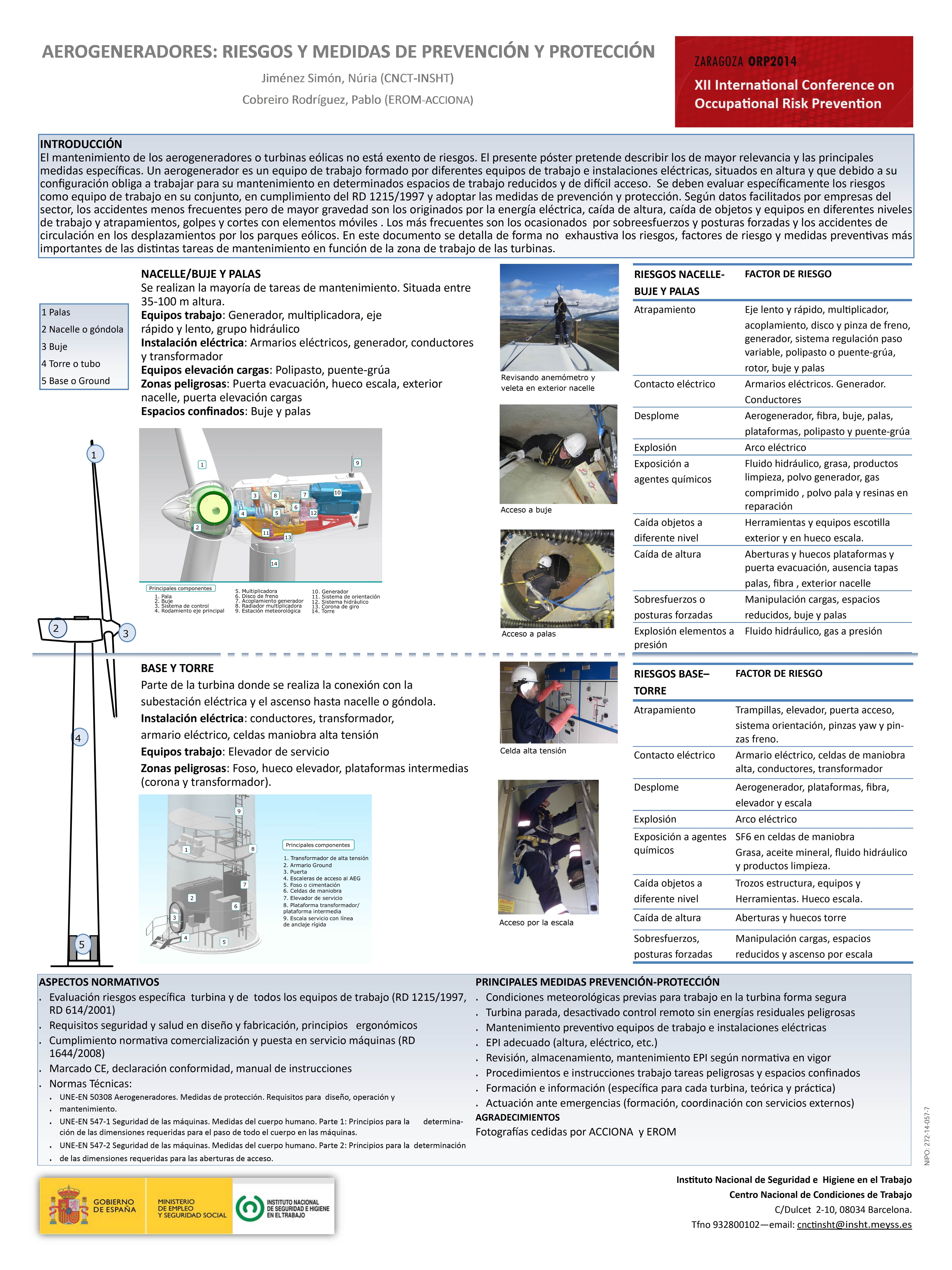 Póster Técnico: Aerogeneradores riesgos y medidas de prevención y protección - Año 2014