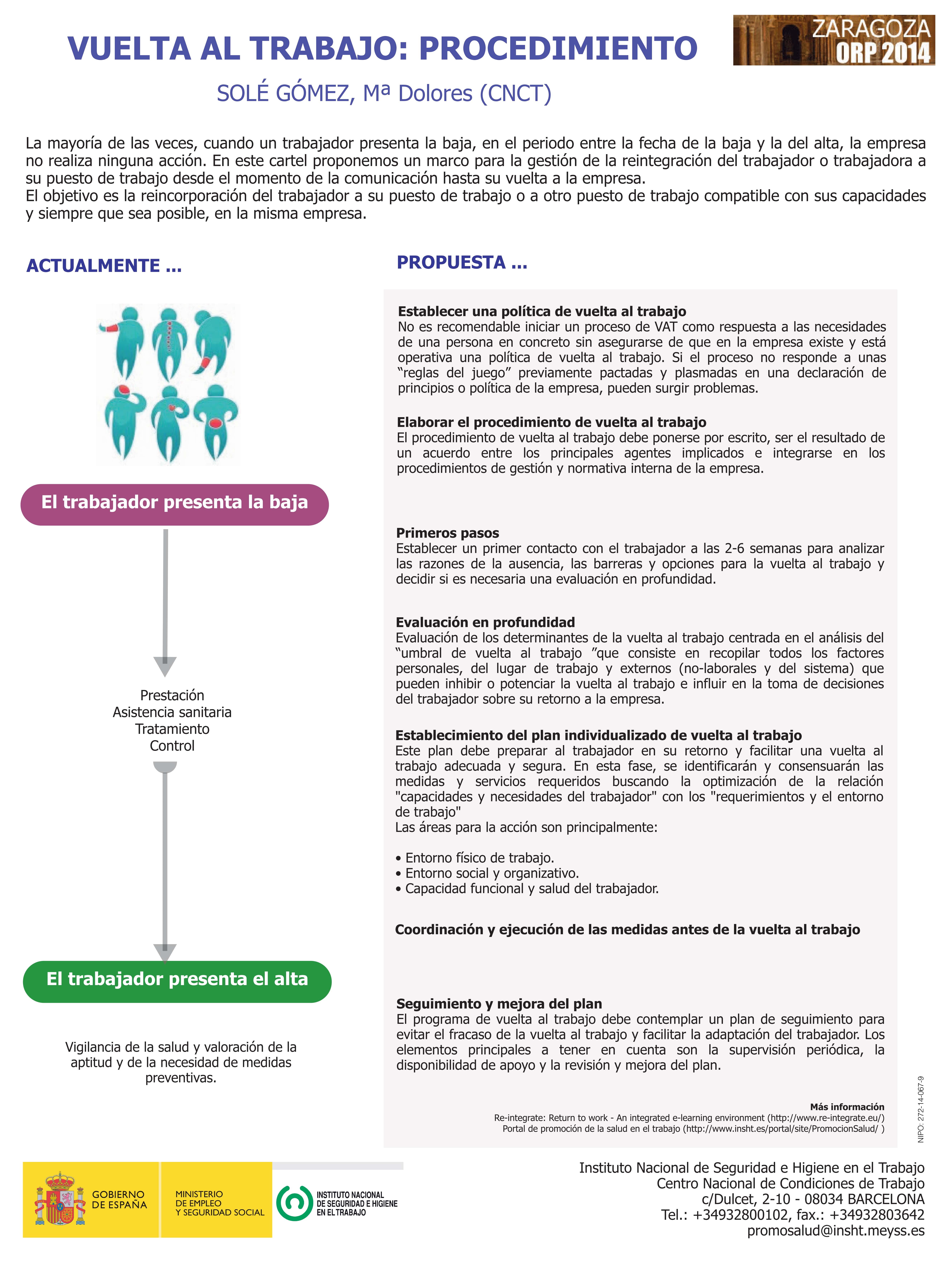 Póster Técnico: Vuelta al trabajo. Procedimiento - Año 2014
