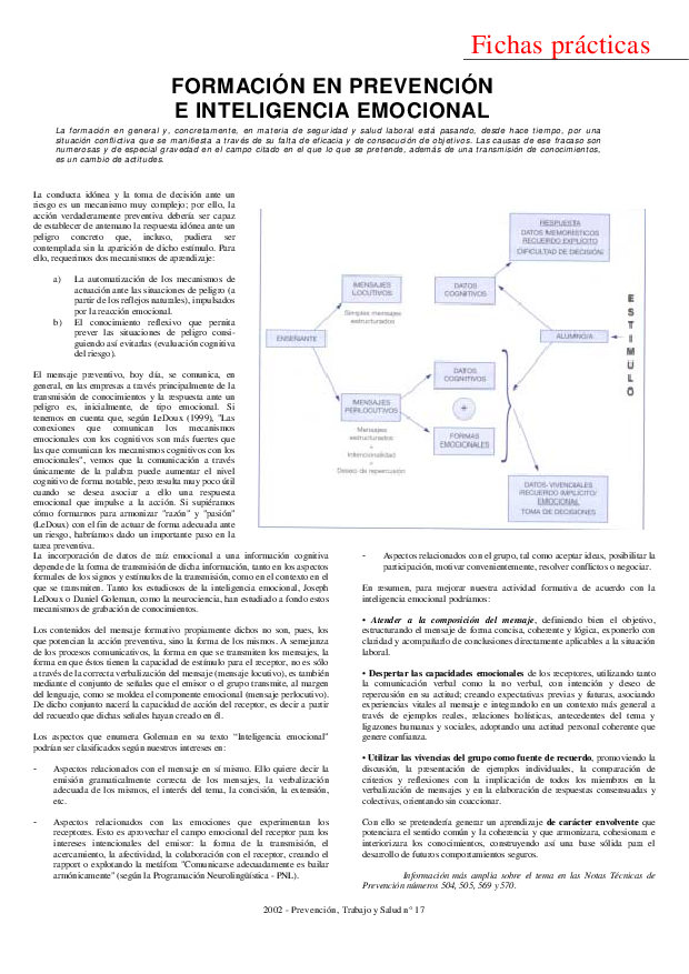 FP revista SST 17. Formación en prevención e inteligencia emocional - Año 2002