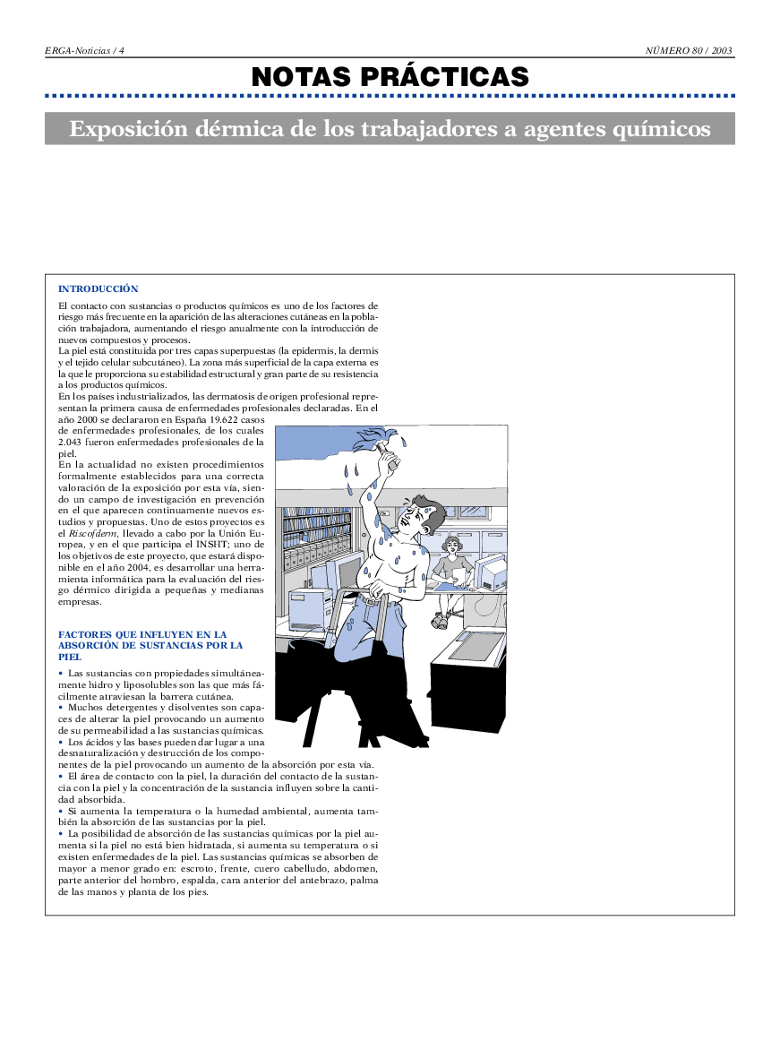 NP Erga-Noticias 80. Exposición dérmica de los trabajadores a agentes químicos - Año 2003