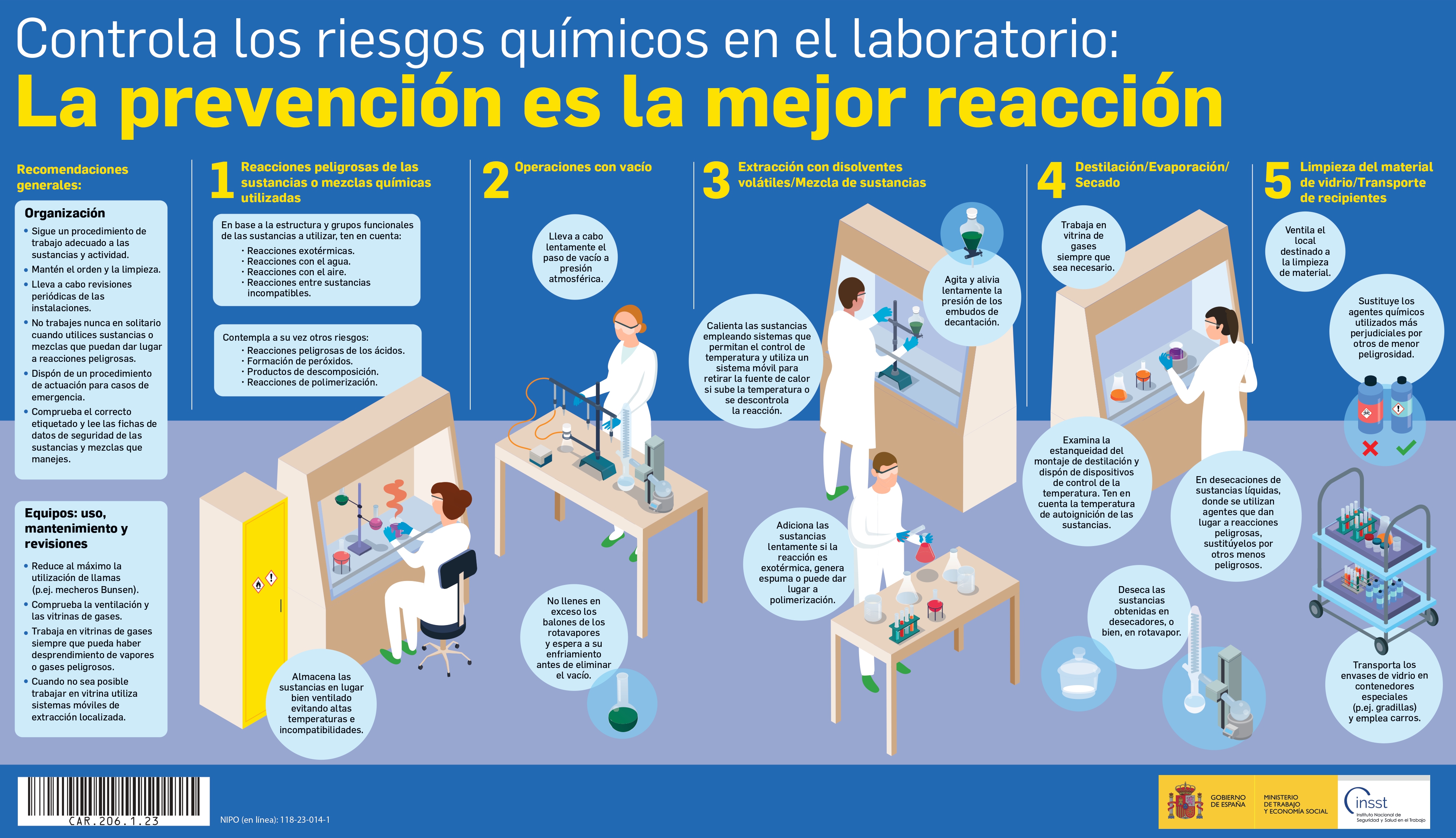 Cartel: Controla los riesgos químicos en el laboratorio: la prevención es la mejor reacción - Año 2023