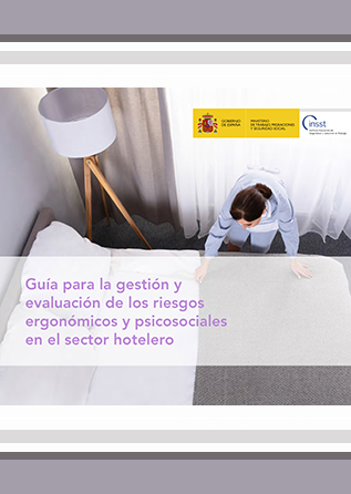 Portada de la Guía para la gestión y evaluación de riesgos ergonómicos y psicosociales en el sector hotelero.