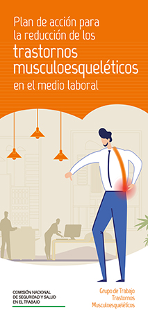 Cartel de plan de acción para la reducción de los trastornos musculoesqueléticos
