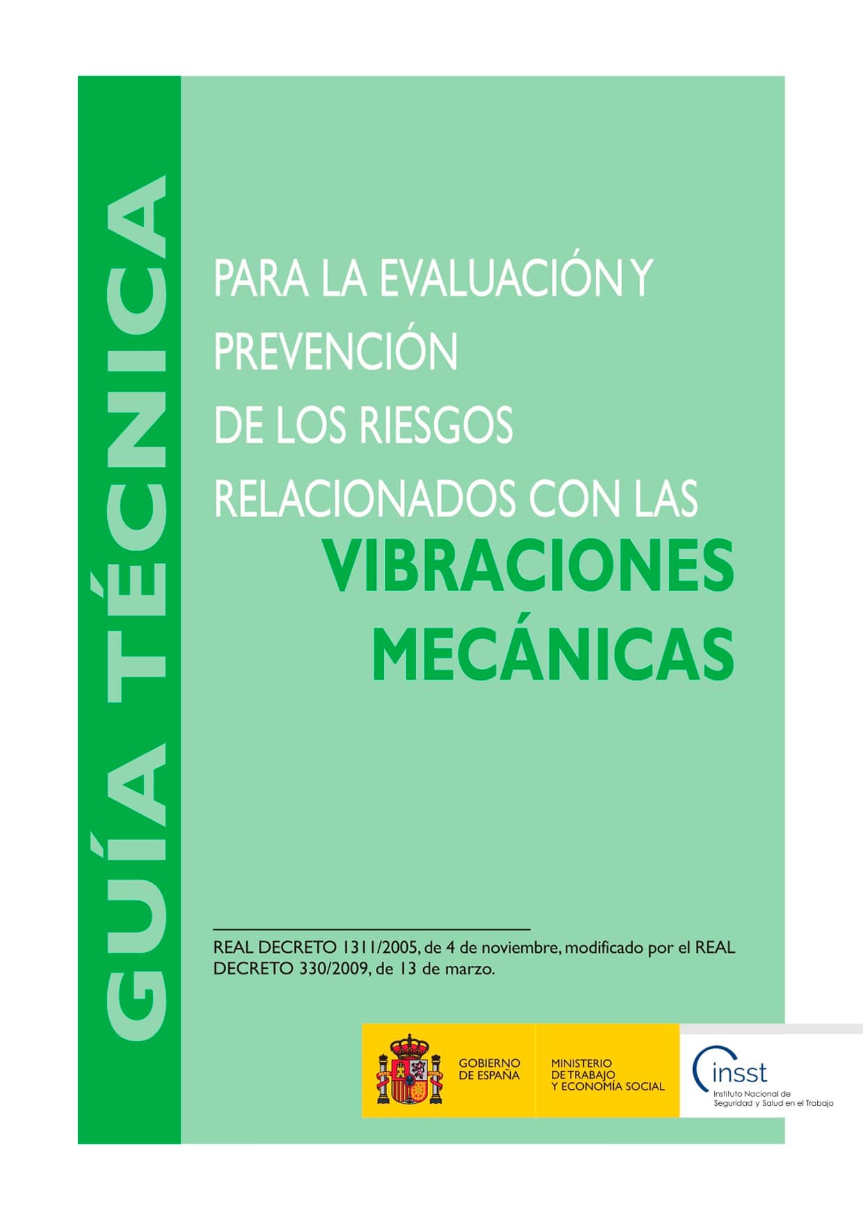 Portada de la Guía técnica para la evaluación y prevención de los riesgos relacionados con las vibraciones mecánicas