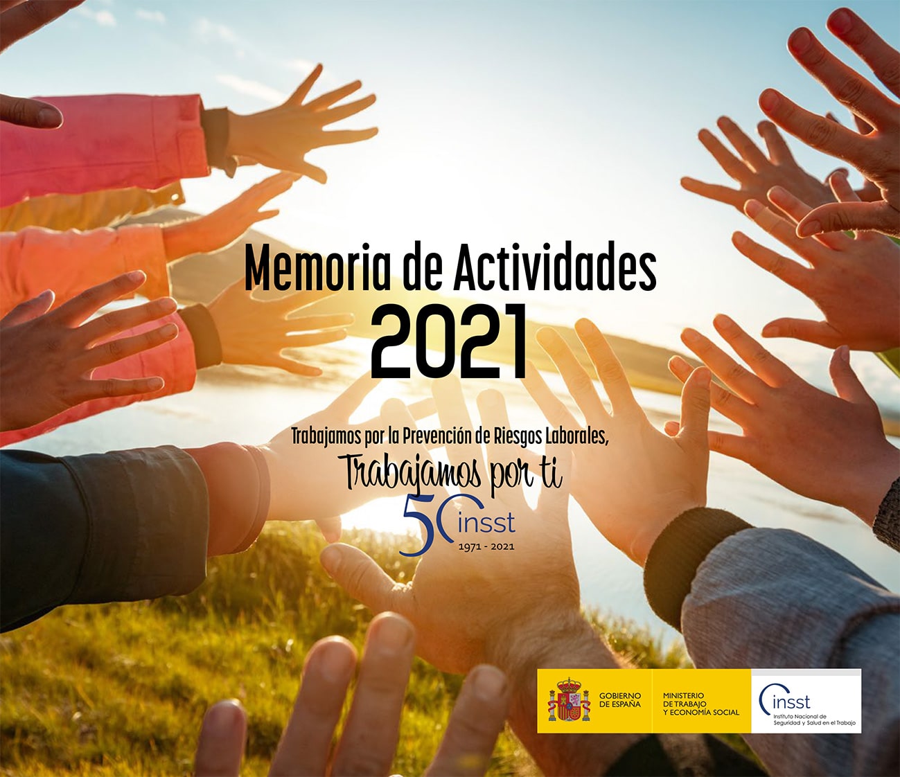 Portada con manos abiertas convergiendo en el título y el lema