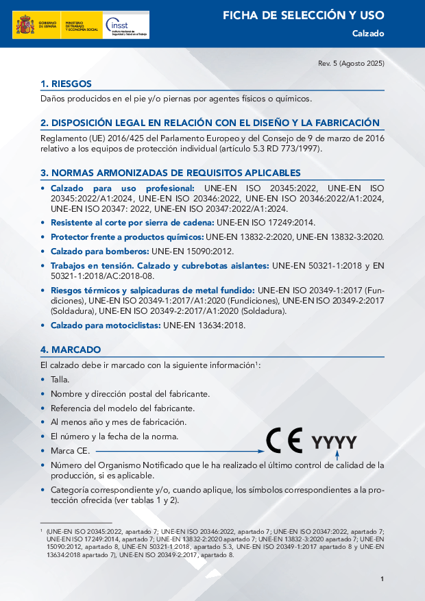 Primera página del documento Calzado (rev. 5)