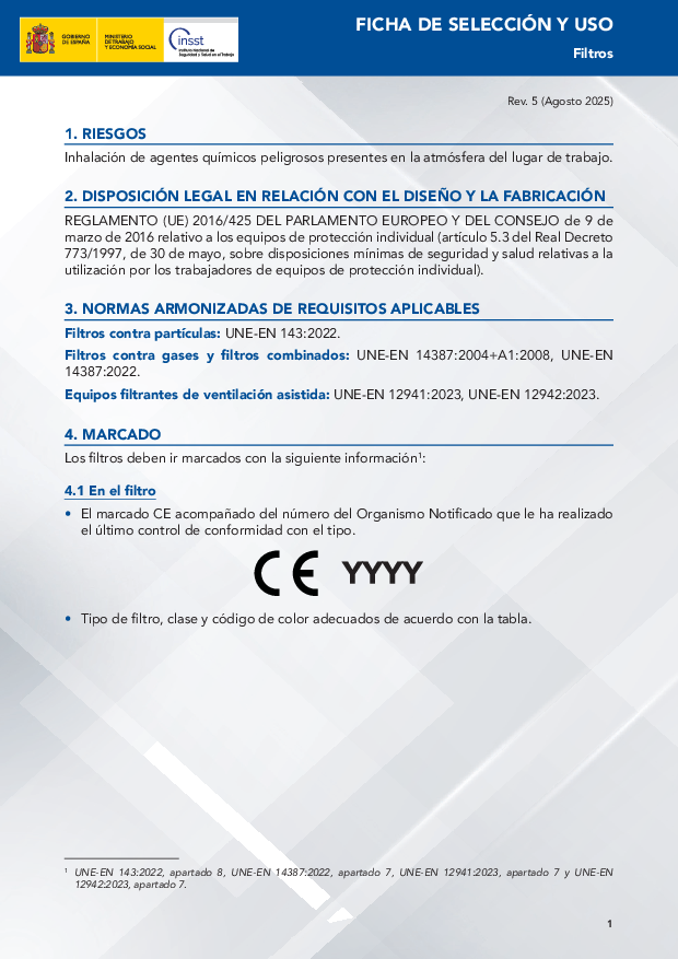 Primera página del documento Filtros (rev. 5)