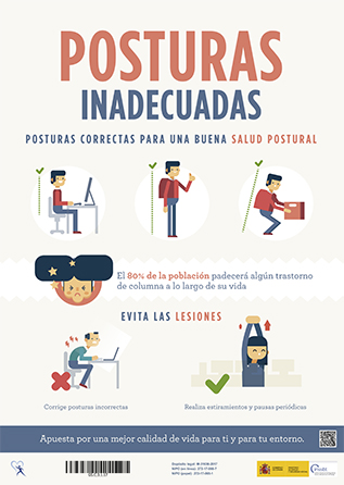 Cartel: Posturas de trabajo inadecuadas - Ganar en salud - Año 2016