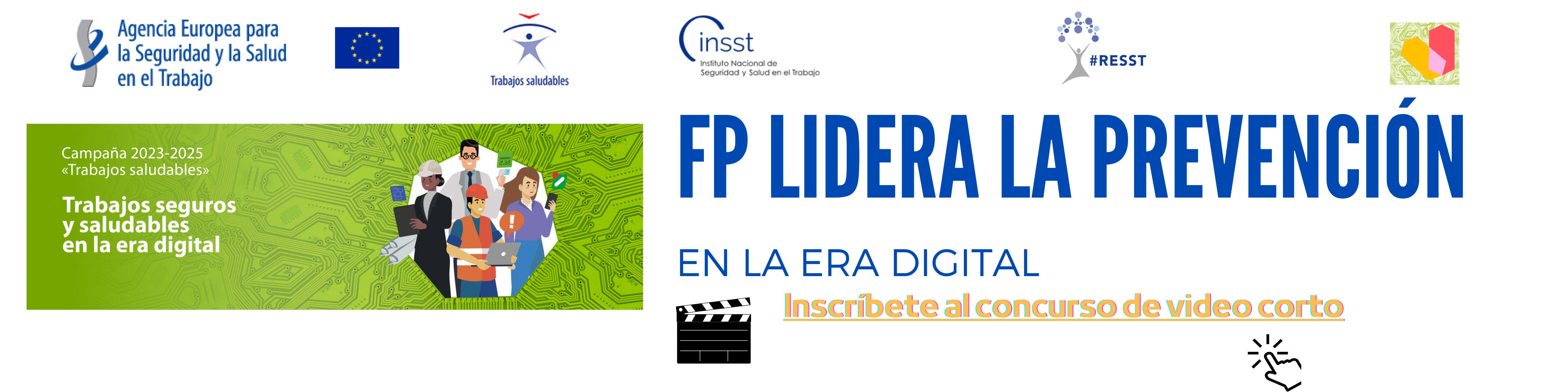 Banner del concurso de vídeos cortos “FP: lidera la prevención”