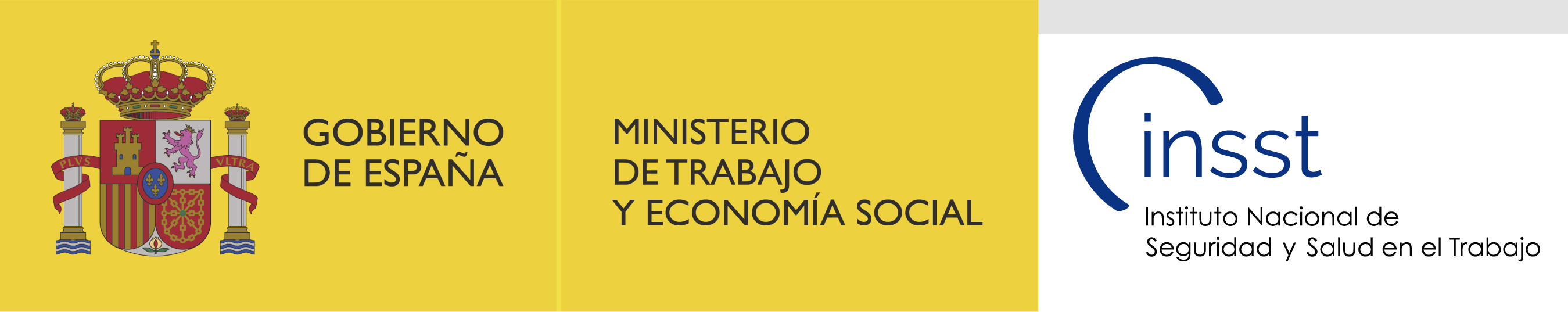 Logos del Gobierno de España, Ministerio de Trabajo y Economía Social e Instituto Nacional de Seguridad y Salud en el Trabajo (INSST)