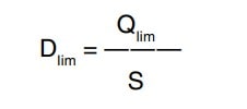 Fórmula del tiempo máximo Dlim igual a Qlim dividido entre S