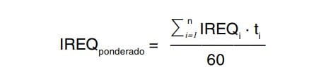 Formula 1 del IREQ ponderado para la exposicion intermitente al frio