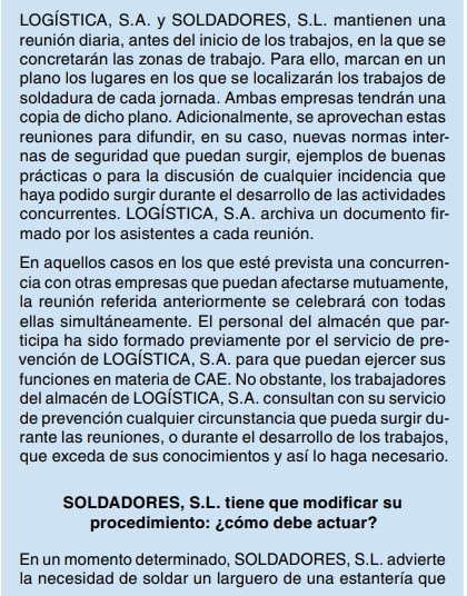 Texto sobre coordinación de actividades empresariales entre empresas concurrentes y análisis del proceso