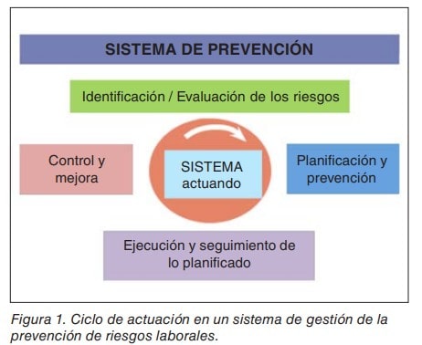 Diagrama del ciclo de actuación de un sistema de gestión de prevención de riesgos laborales