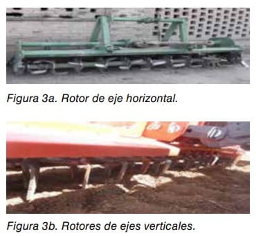 Fotos de maquinaria agrícola: rotor de eje horizontal y rotores de ejes verticales