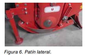 Patín lateral de apoyo de una máquina agrícola