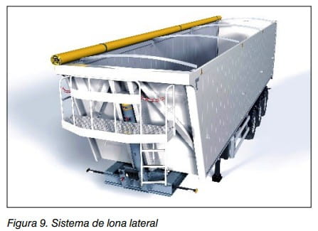 Semirremolque basculante con sistema de cubrición de lona lateral.