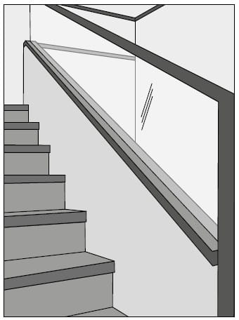 Figura 7. Escalera con cerramiento lateral de vidrio junto al tramo de peldaños.